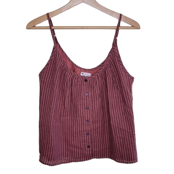 Sundry for Evereve | Brick Red Rust Striped Cami Tank Sundry Size 2 Medium 8-10 - Picture 1 of 8